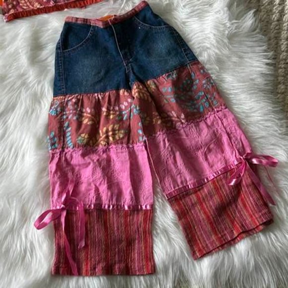 Dolce Lali Girls Boho Halter Jeans 2pc Set - Picture 3 of 3